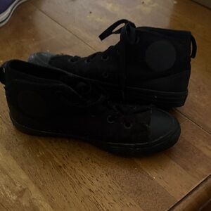 Kids Black High-Top Canvas Sneakers